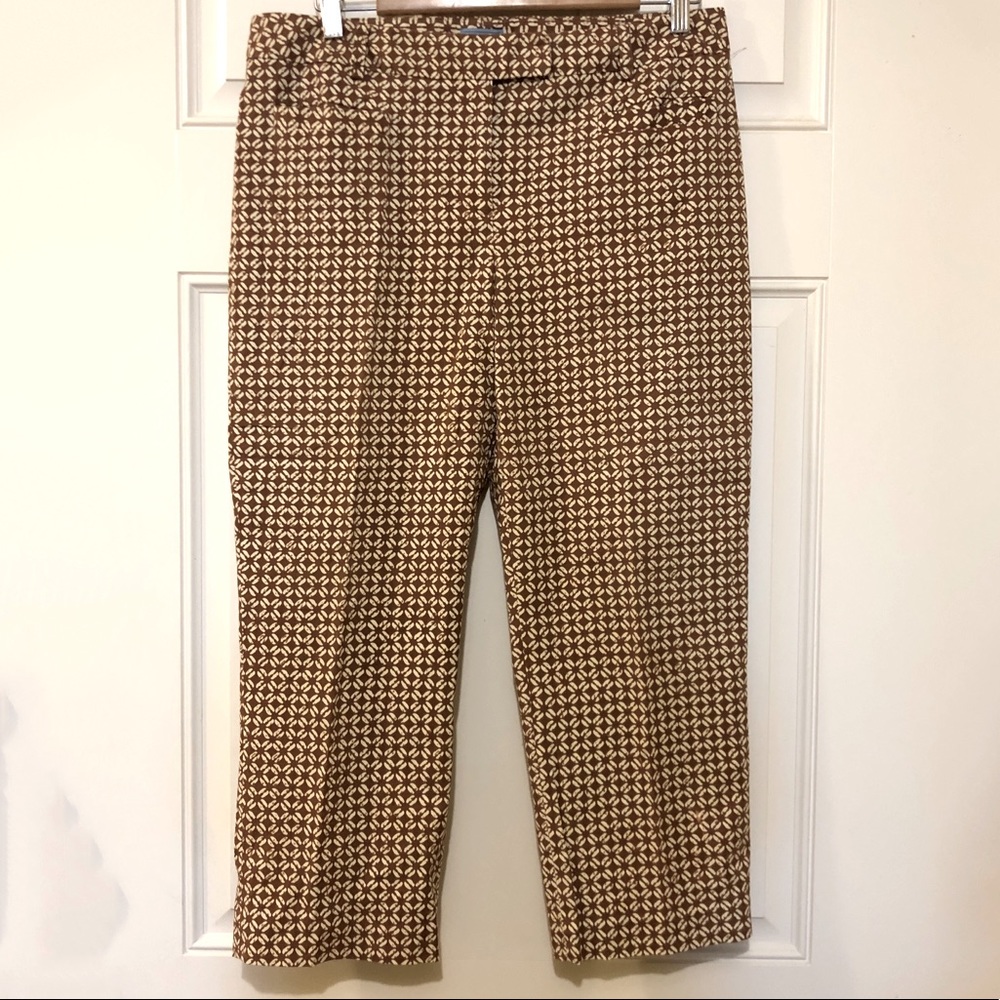 J. McLaughlin Brown Printed Cotton Blend Crop Pants - Size 12